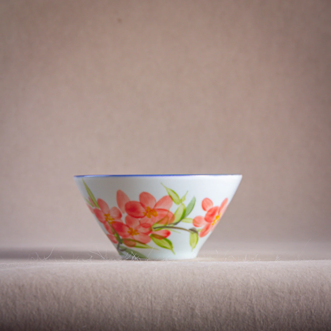 【小花碗】高白泥4.5寸小斗笠胡老师同款花色