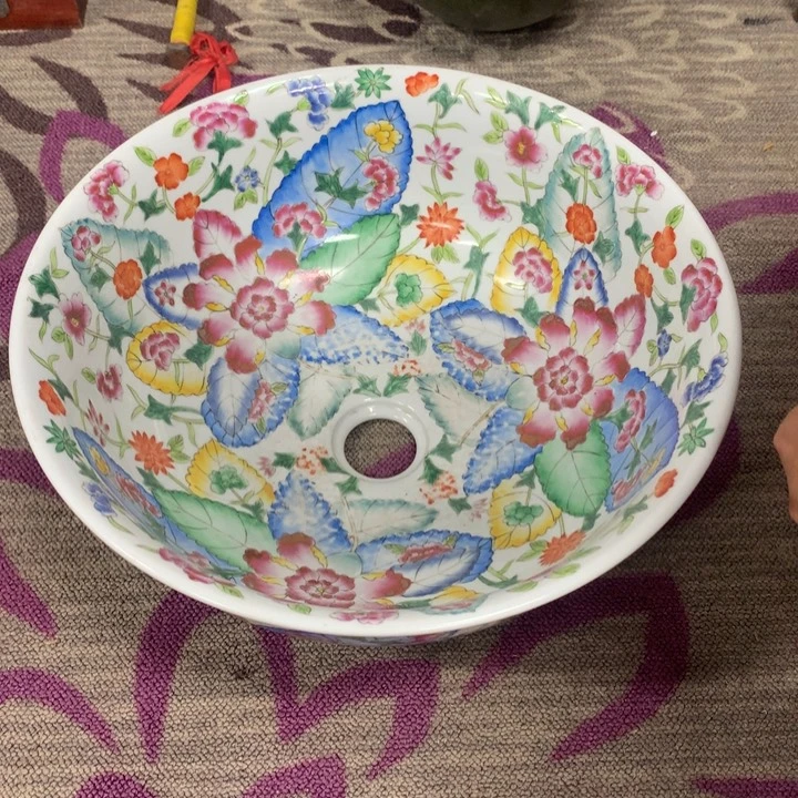 白***翁陶瓷洗脸盆一个完整
