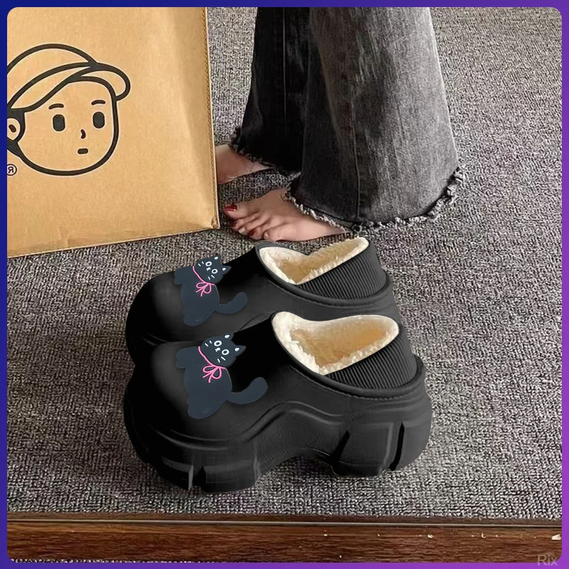 棉拖鞋女冬季2025新款外穿韩版防滑厚底增高加绒保暖包跟防水棉鞋