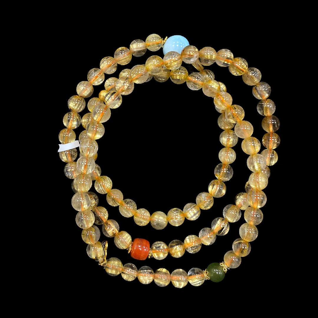 V8164 发晶18K多圈手串孤品