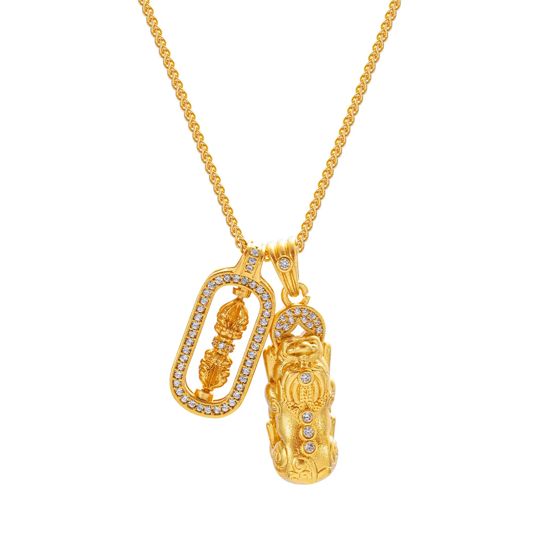 合金项链 貔貅金刚杵古法新中式经典国潮时尚双挂样式吊坠