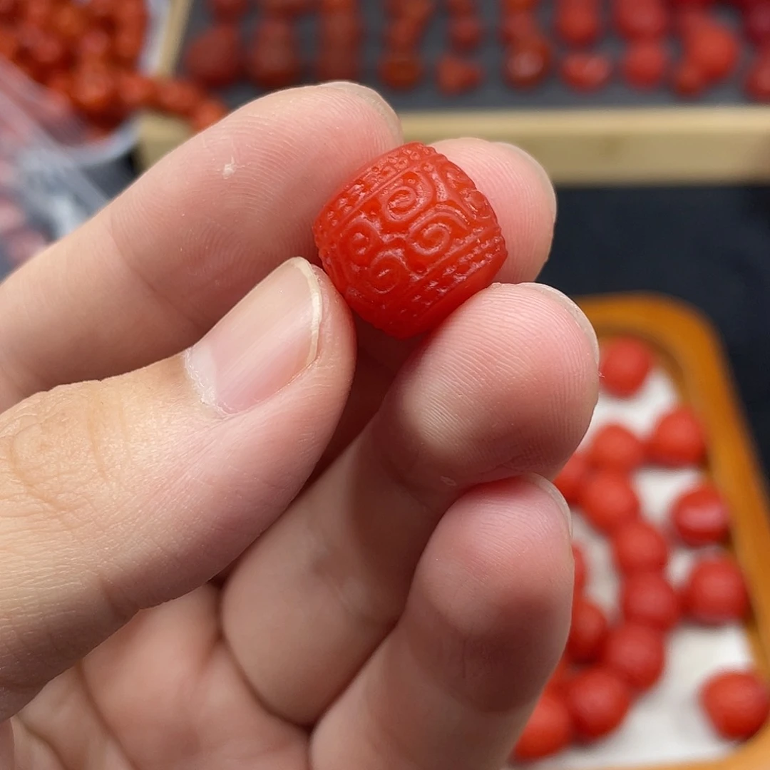 南红玛瑙10号保山锦红哑光卡15回文老型珠未镶嵌