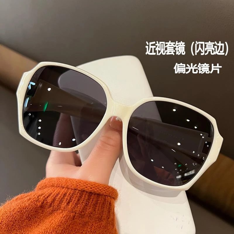 帕森精品米色框近视套镜太阳镜女款高级感防晒防紫外线偏光墨镜20