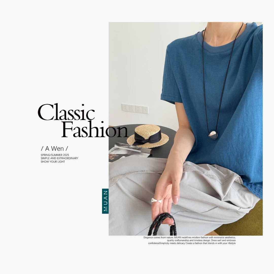 木岸MUAN:《索菲亚T》定制200克法式花边百搭T恤上衣打底女DG3-8979