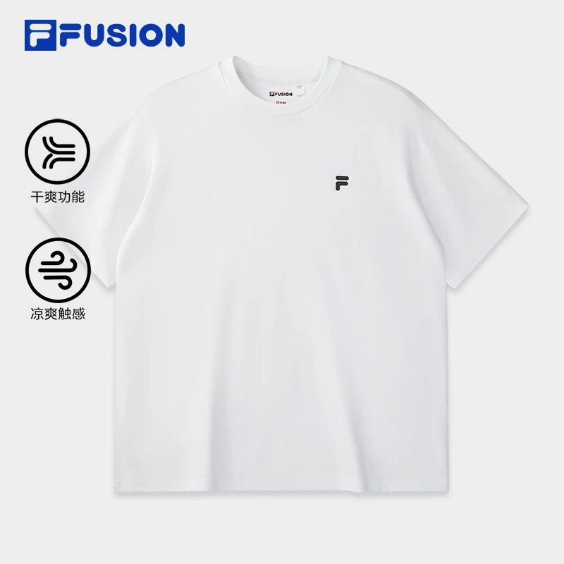 FILA斐乐【冰丝速干凉感】男士短袖T恤户外运动跑步夏季白色半袖