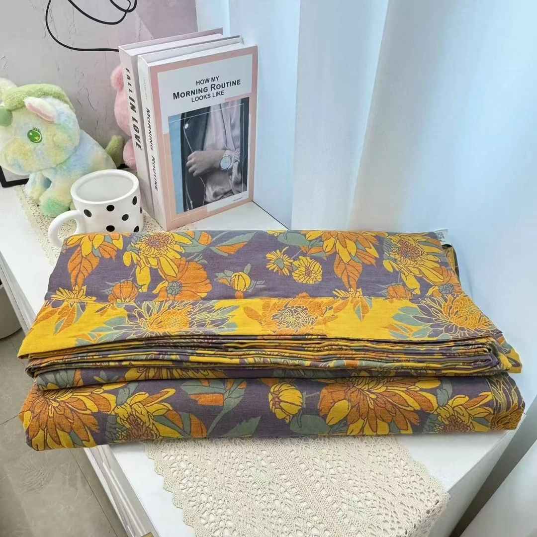 【葵花向阳 双层纱被套】2x2.3米 A类 纯棉双层纱高端双人被套被罩