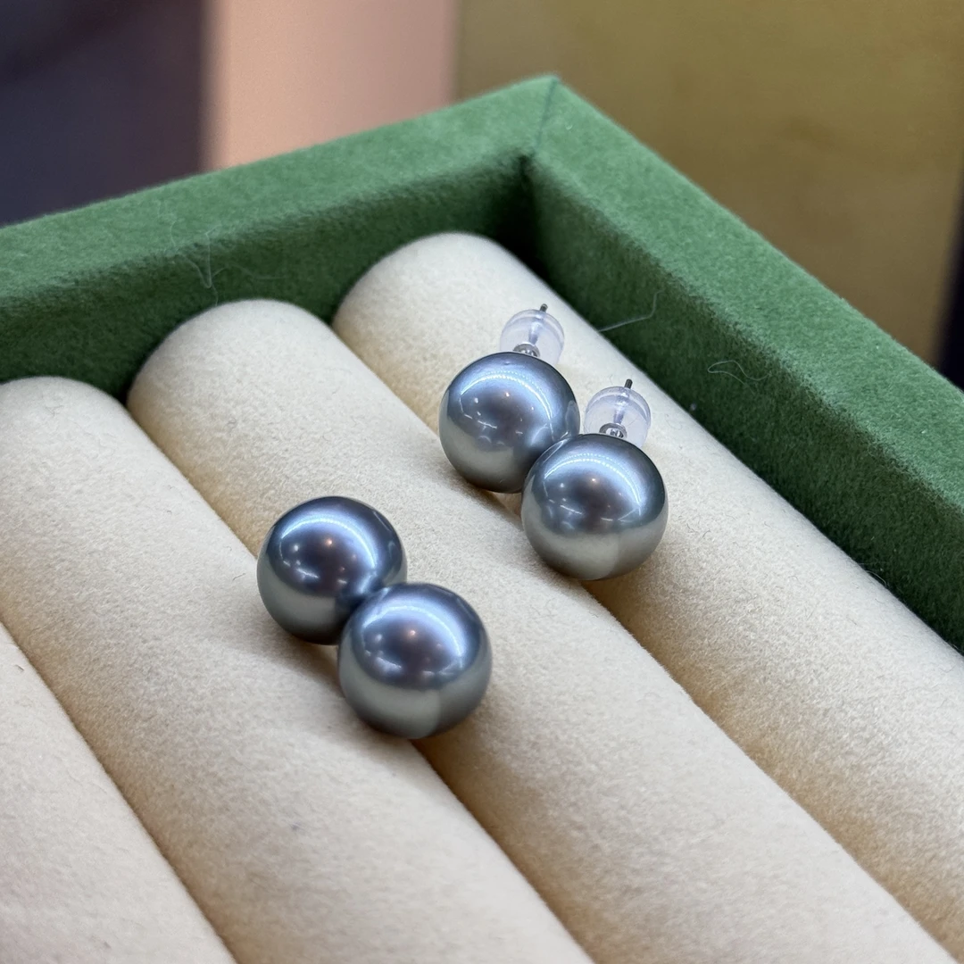 【小彤专属】【宠粉惊喜】大溪地铂金灰10-11耳钉多样性/发一RY8259