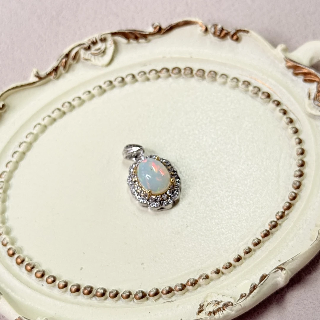 【六六中古】孤品精美欧泊银925吊坠ew2967带链