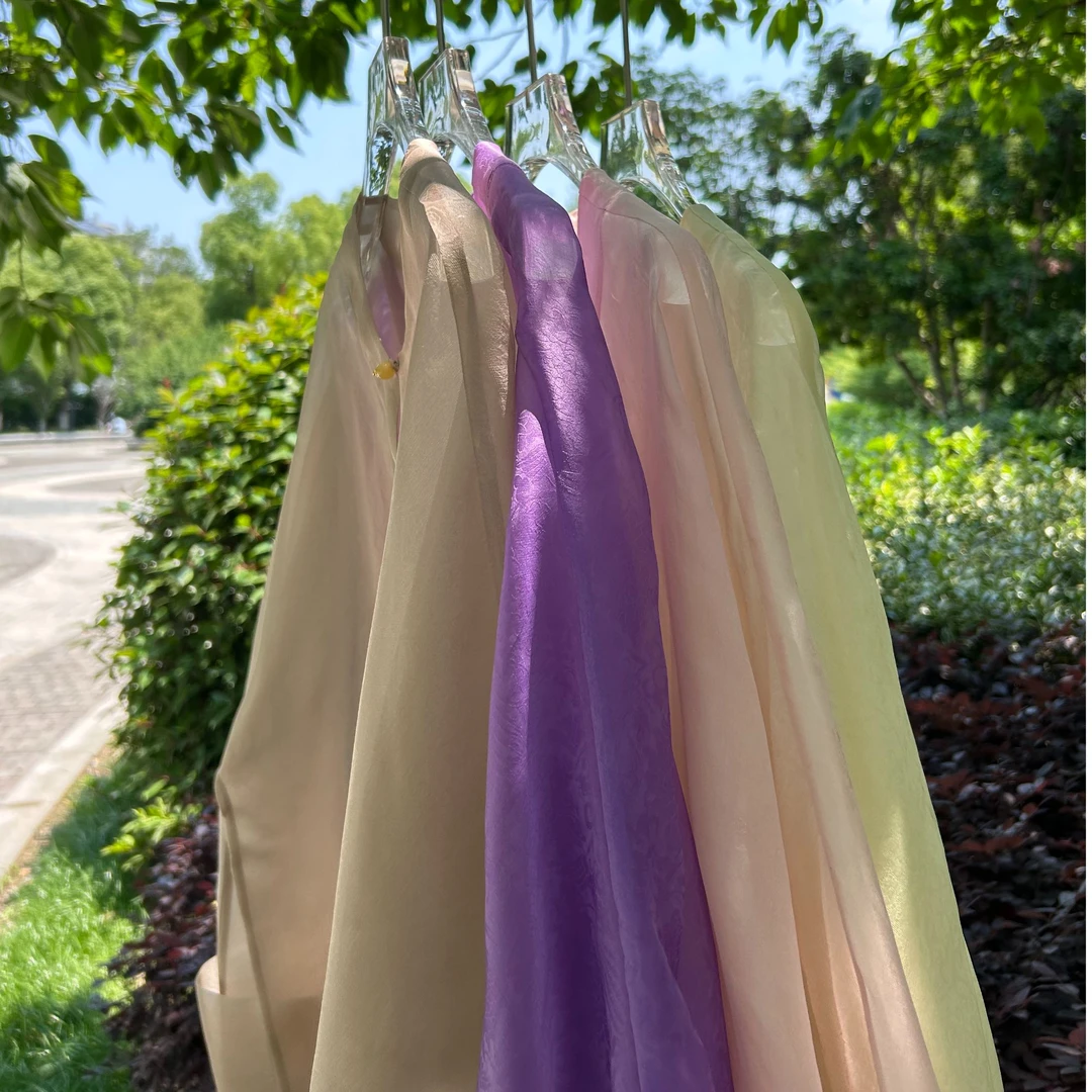 【欧根纱】100桑蚕丝新中式开衫外套高贵国风欧根纱提花真丝上衣