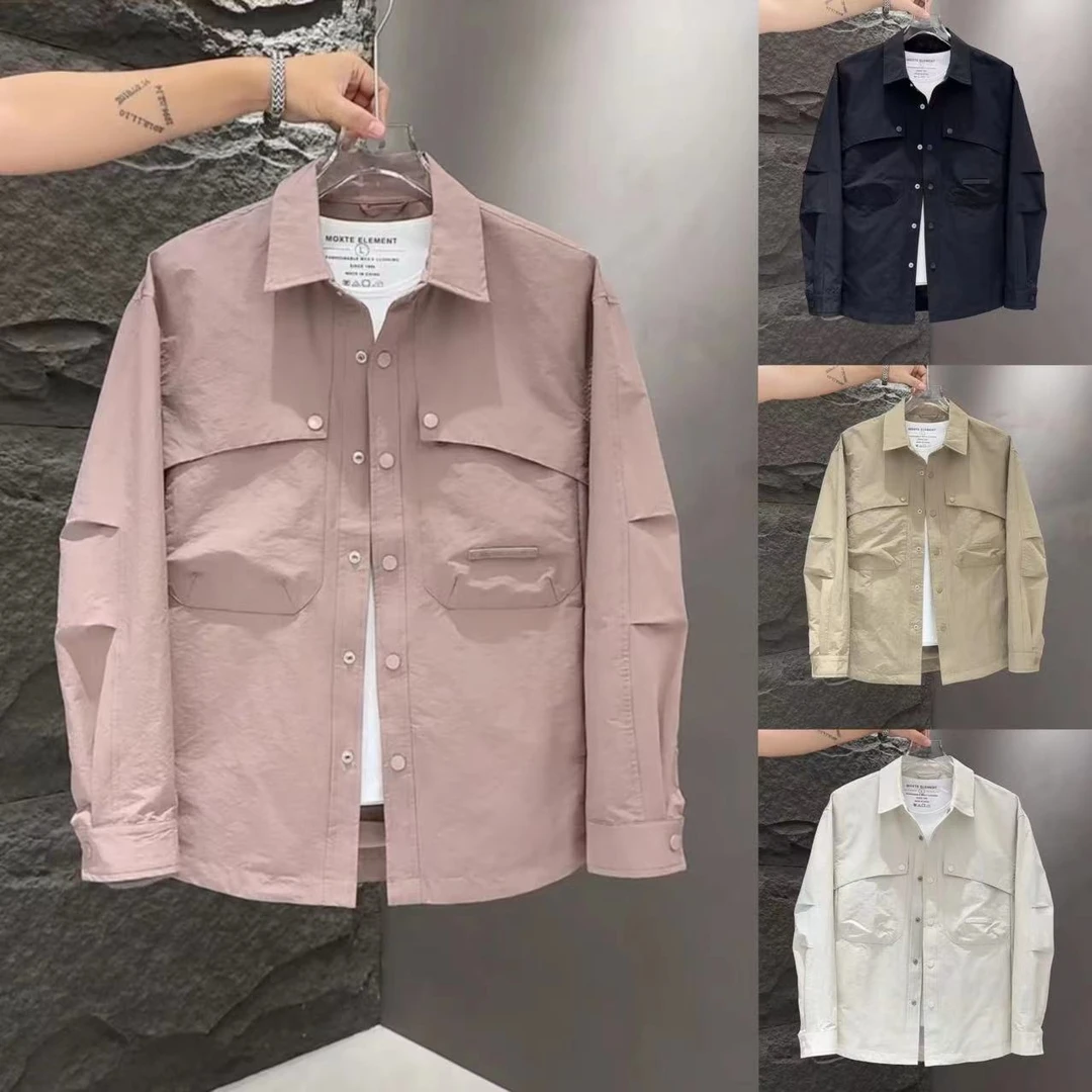 复古潮牌夹克男款高级感工装翻领秋季外套811