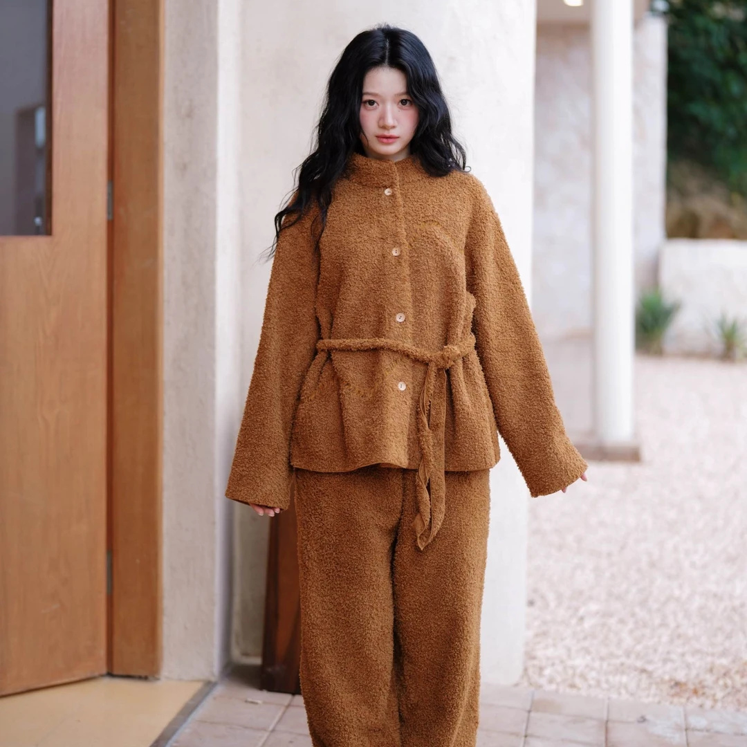 【蟲子姐姐专属】朵朵可可252-056睡衣女秋冬双面绒保暖家居套装