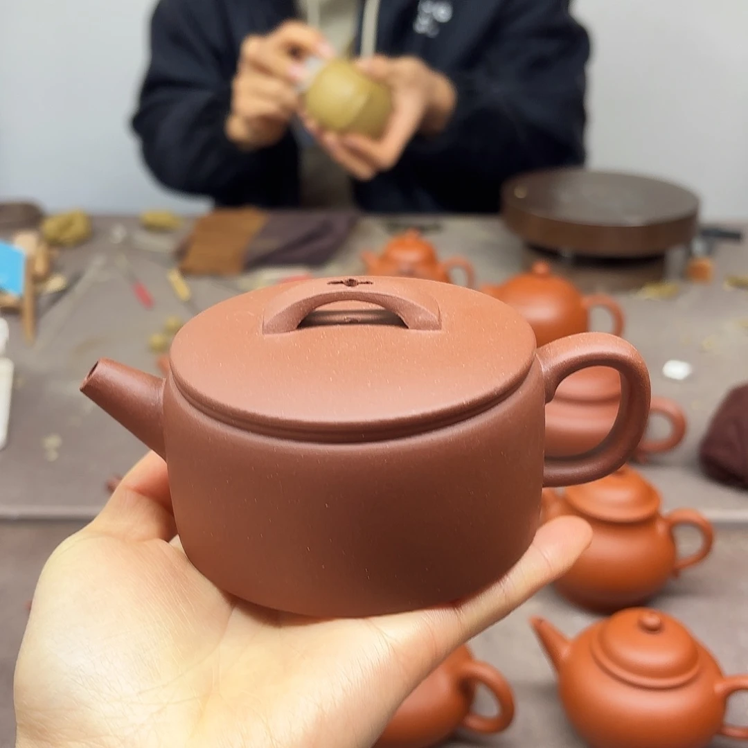 紫砂茶壶紫泥汉瓦180cc半手工制作