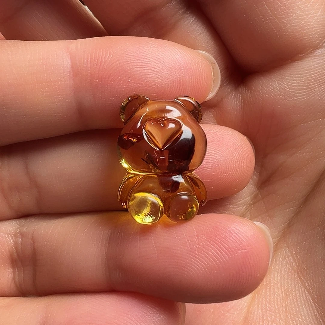 琥珀（花珀）颈饰未镶嵌小熊（打孔不退换）