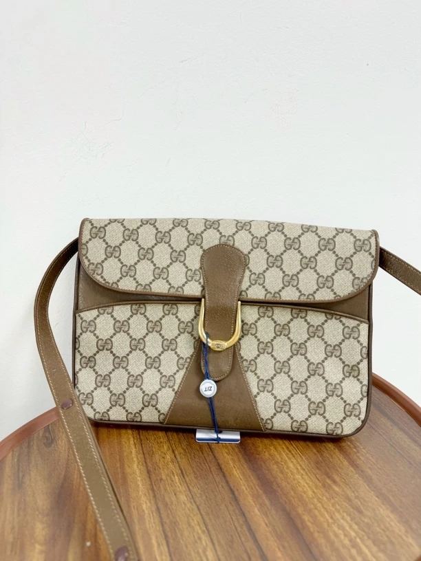 95新 GUCCI/古驰 全原老花翻盖马鞍包 斜挎包