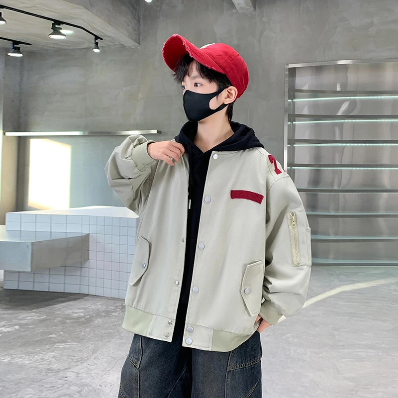 男童外套休闲帅气春秋上衣2025新款中大童男孩青少年运动棒球服潮