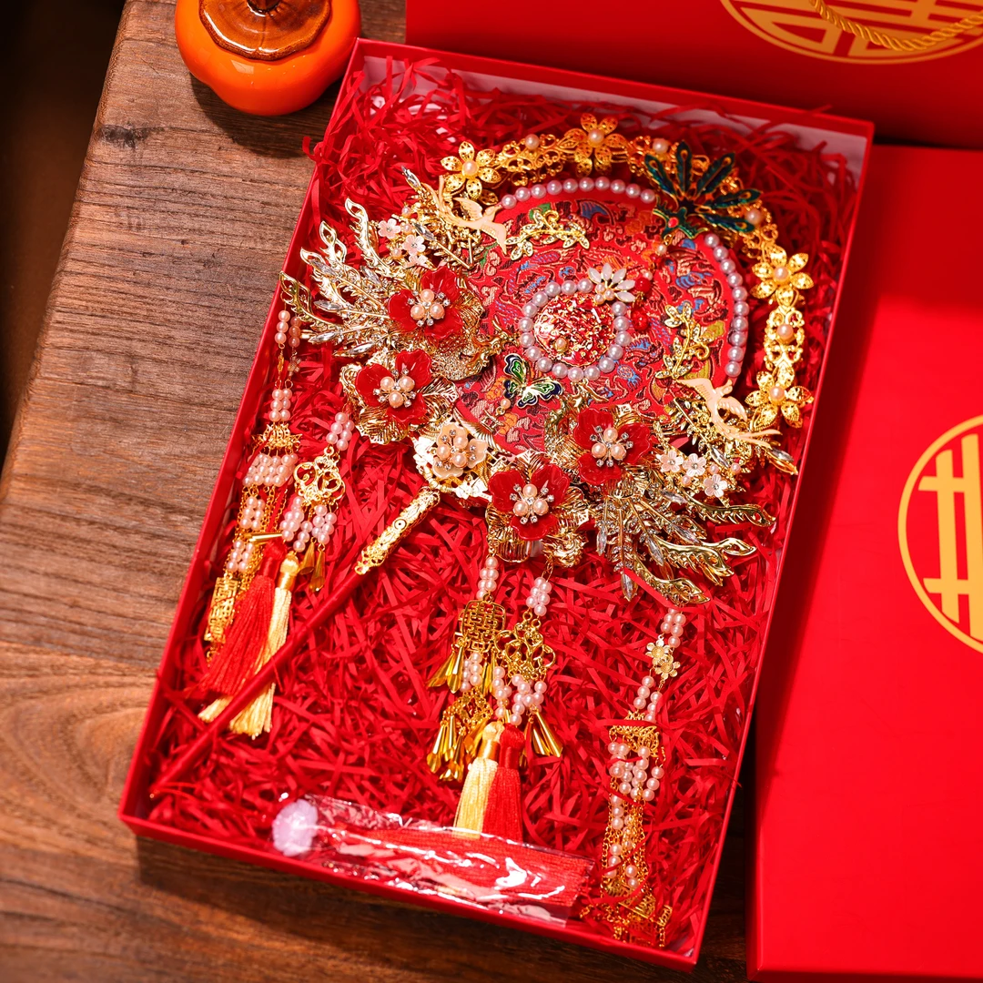 新款古风摆件喜扇新婚礼物伴手礼双面双色喜扇高级重工XG187