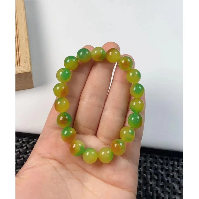 （聚宝严选）A555黄系绿手串10妈妈款时尚精致精美奇石