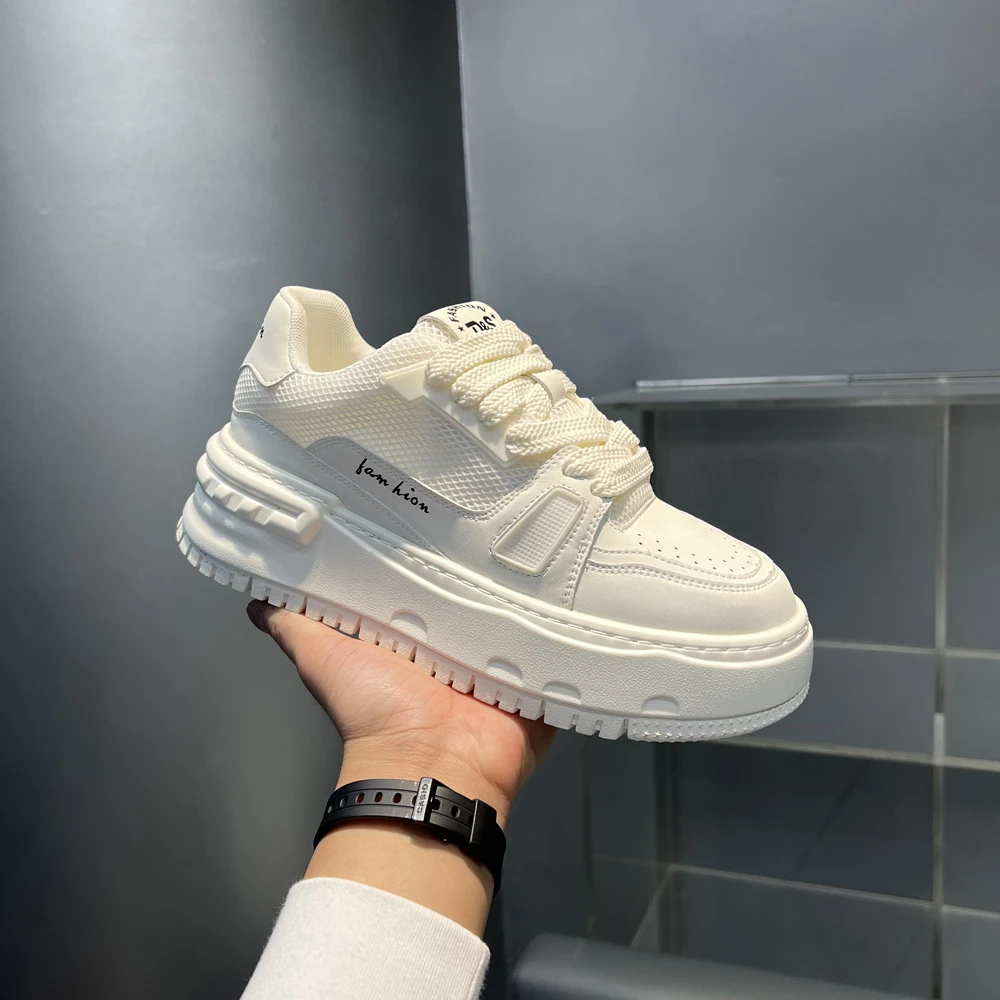 春夏网面透气厚底增高小白鞋时尚运动百搭软底舒适男士潮流休闲鞋