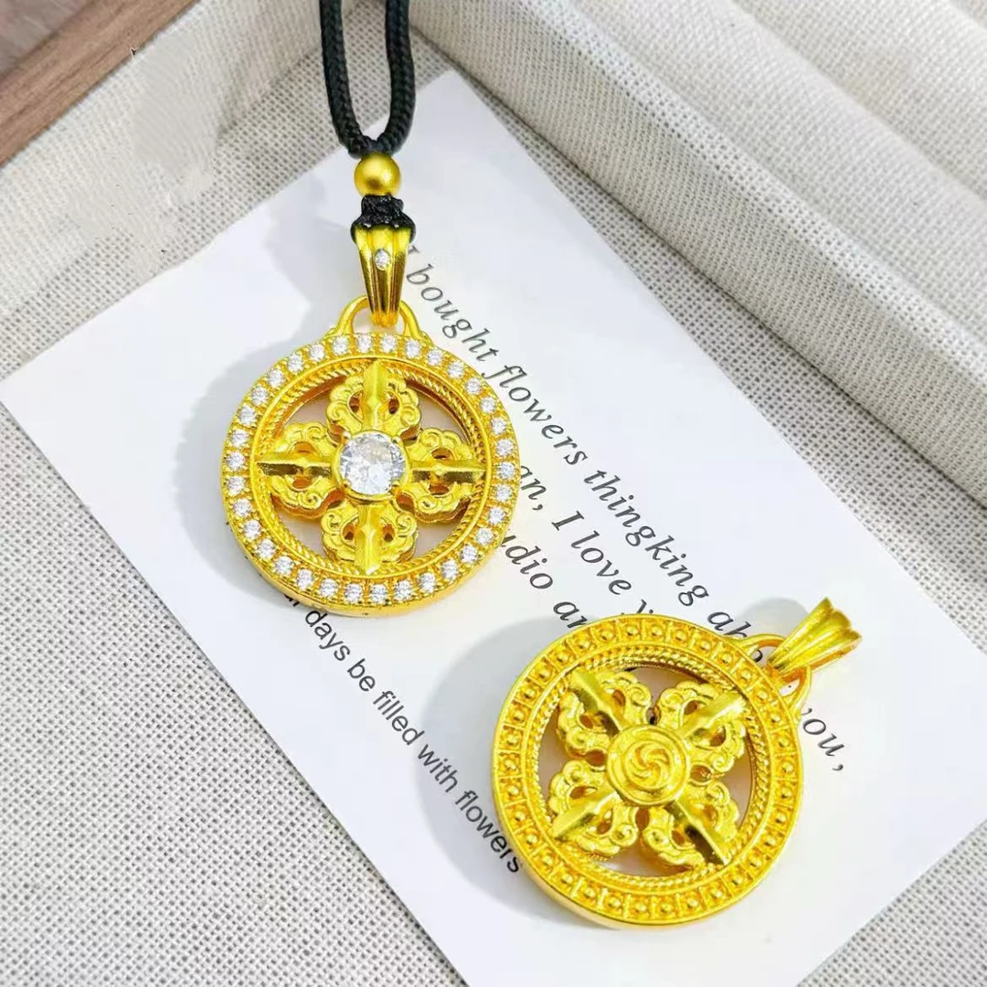 合金项链 20113合金新中式满锆密镶马车罗盘抽绳毛衣项链