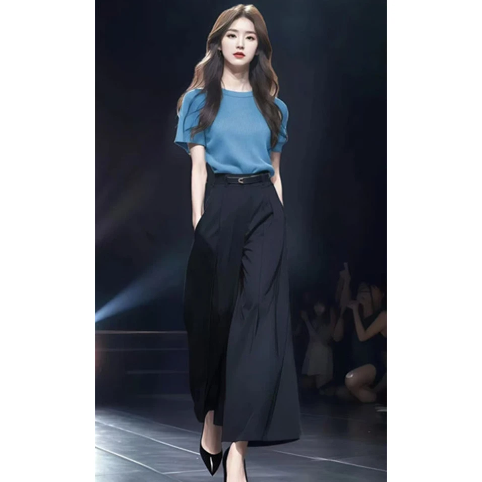 2025时尚套装气质显瘦通勤风轻熟长裤高腰休闲风上衣法式套装