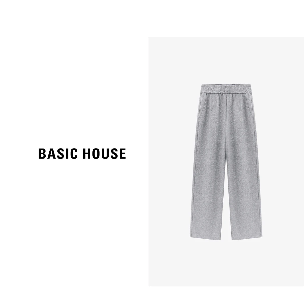 Basic House/百家好百搭直筒简约宽松休闲纯色长裤-B06245C5142