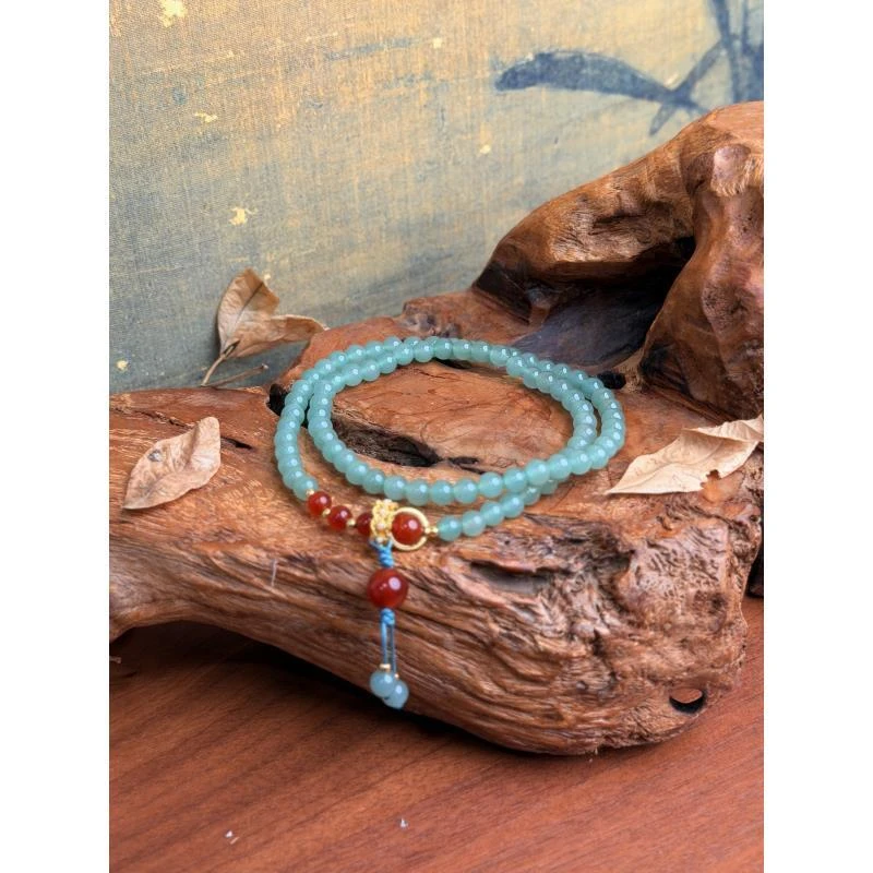 DH 1238-东陵玉红豆三圈手串6mm东陵玉（无礼盒）