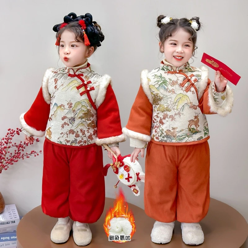 【糖糖专属】汉服套装女童冬新年儿童古装两件套唐装宝宝国风拜年服