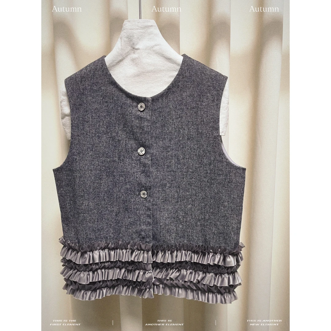 K-009羊毛高级感混色咖时髦拉花马甲