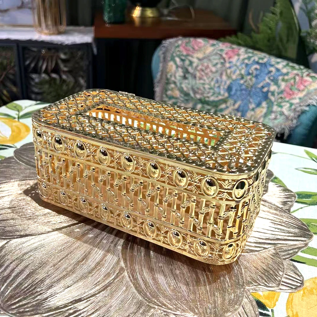 竹节雕花纸巾盒轻奢客厅卧室纸巾收纳桌面实用装饰摆设