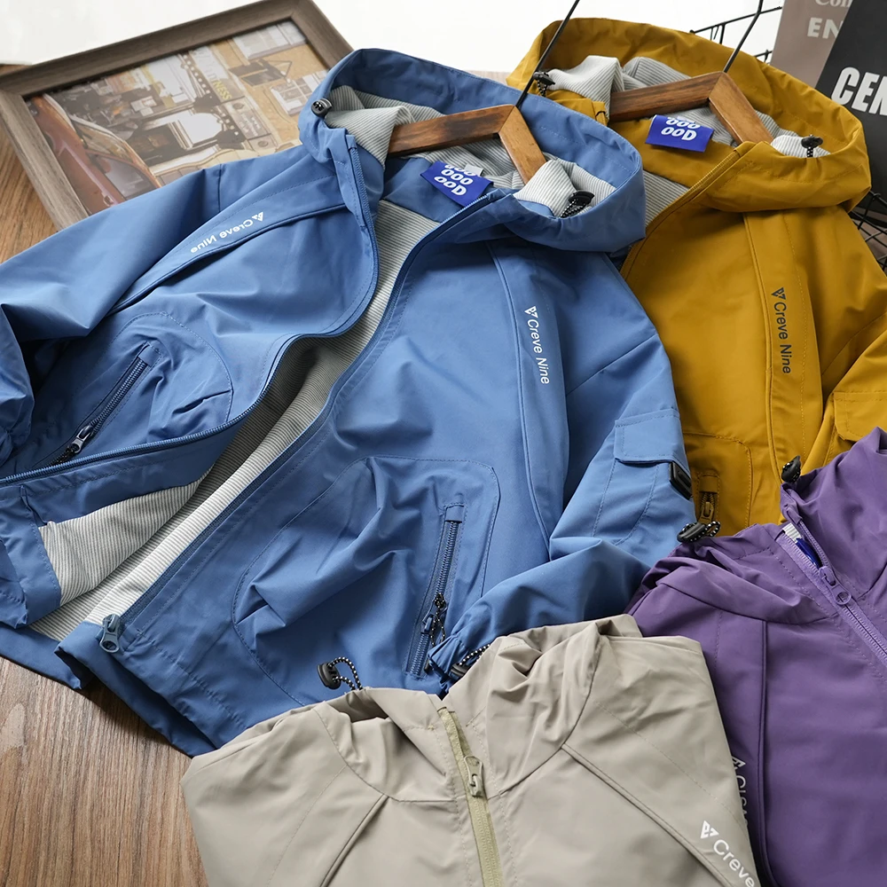 儿童春季新款拼接拉链口袋休闲冲锋衣中大童男童连帽外套C25048