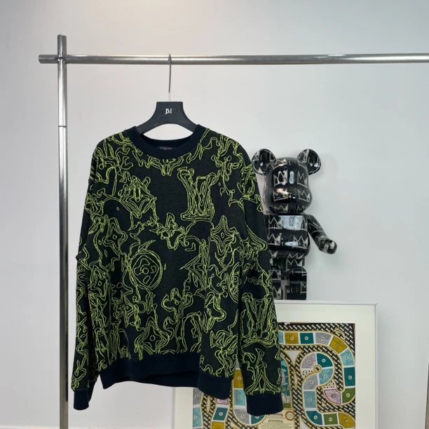 99新 LouisVuitton/路易威登 1304/FW23拼色Logo嵌花毛衣/XL/98新
