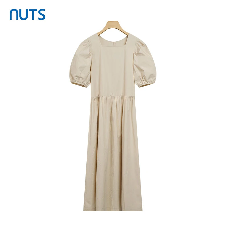 NUTS商场同款夏季简约休闲气质宽松纯棉短袖连衣裙221101232
