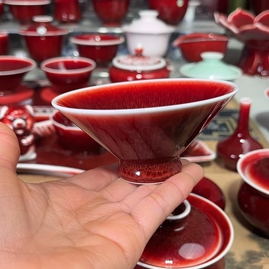 景德镇陶瓷红马坊斗笠杯