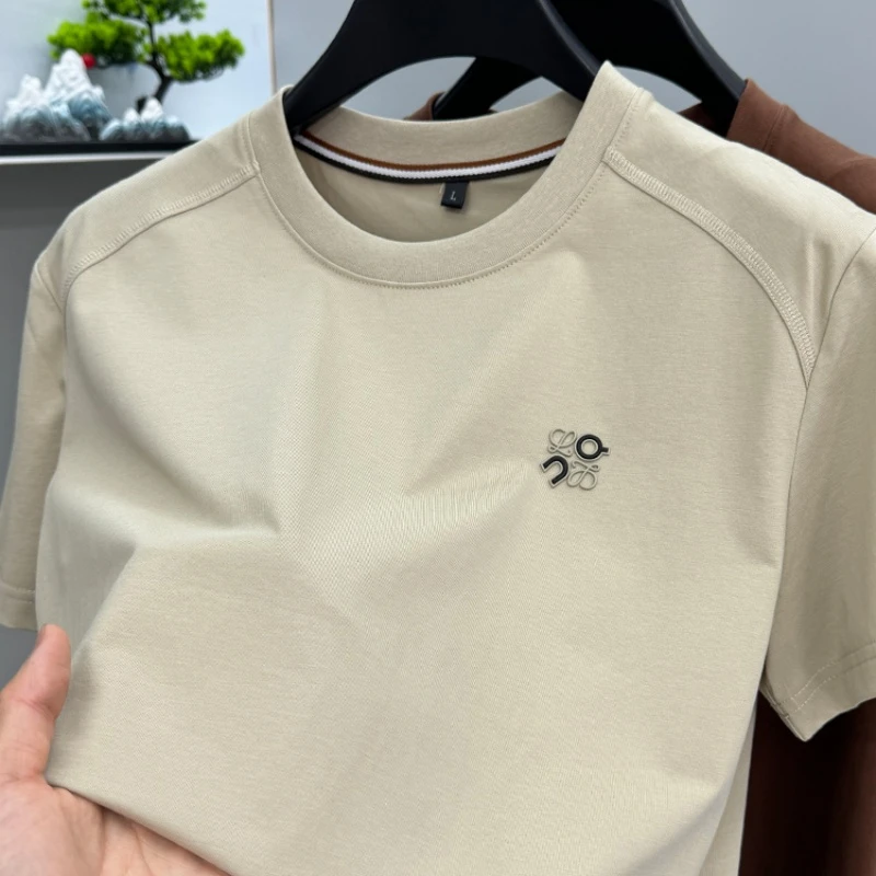 CATIA SELI丝光棉短袖t恤男士圆领上衣潮流百搭时尚休闲透气半袖