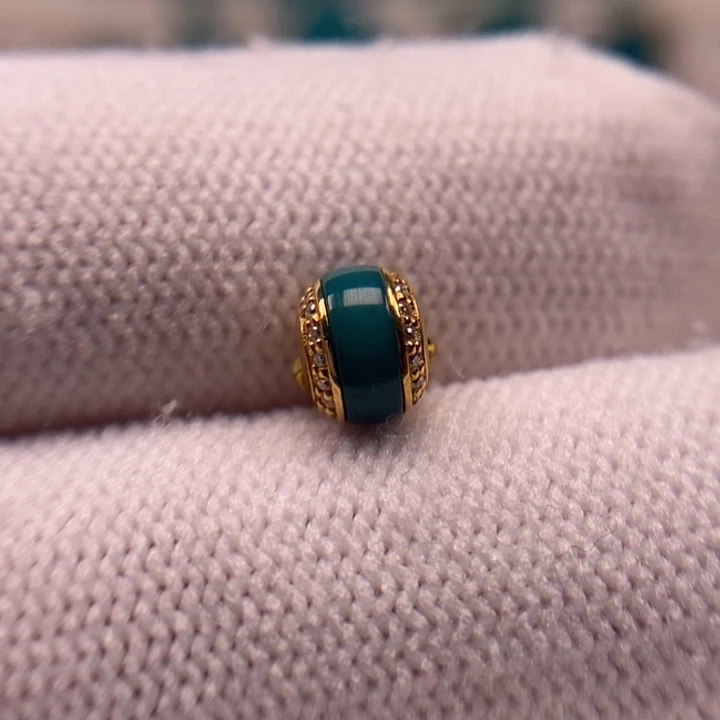 18K金镶嵌绿松石珠宝奇石汉堡珠6x5mmAA501