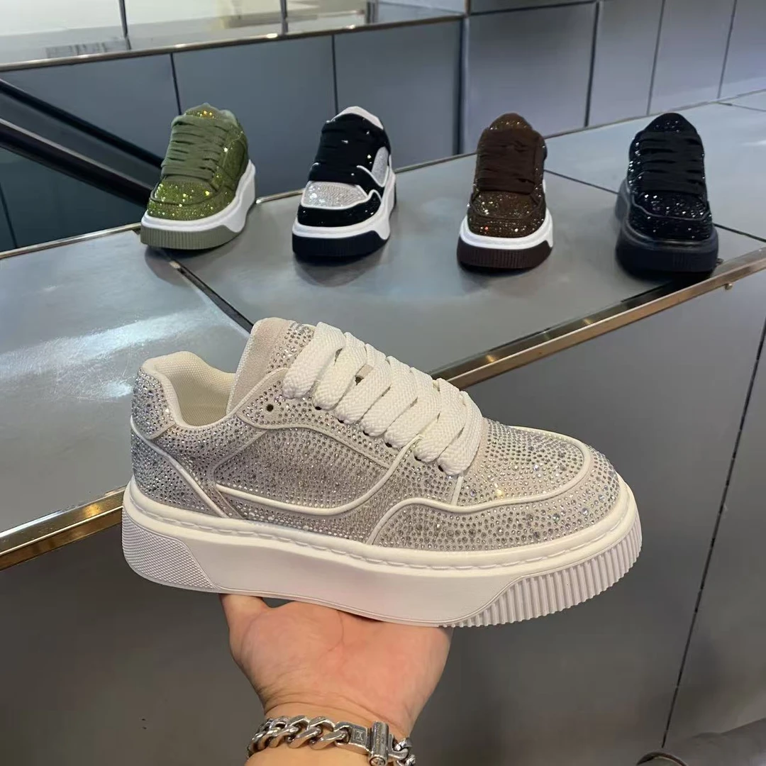 2025秋季新款手工烫钻时尚潮流百搭个性舒适增高休闲男鞋（皮鞋码）