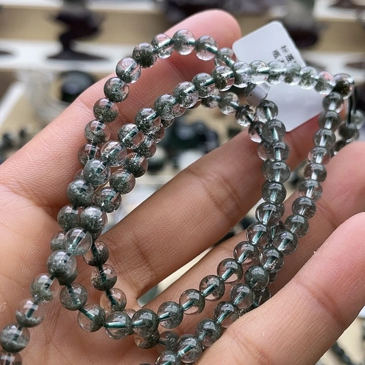 水晶手链未镶嵌绿幽灵聚宝盆多圈5