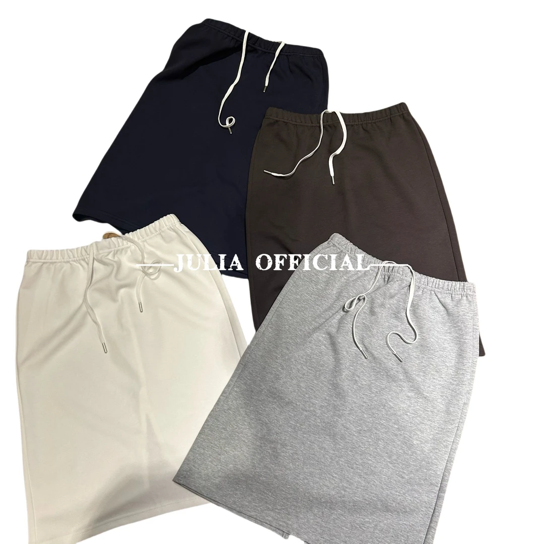 Julia姐姐】韩系简约休闲内置抽绳松紧腰卫裙
