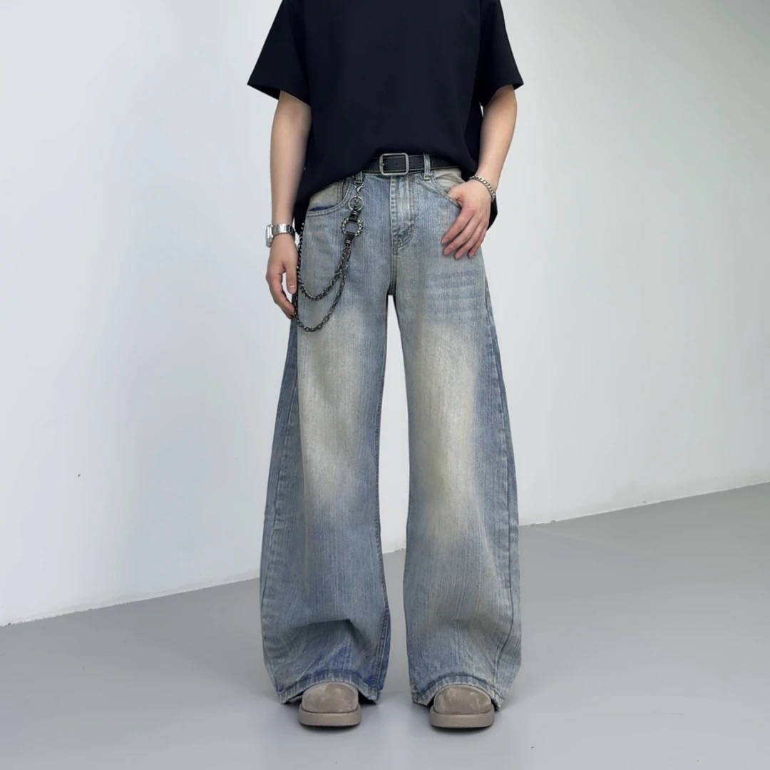 MKSN “软竹节”弯刀美式复古cleanfit水洗牛仔裤男宽松裤子 CK669