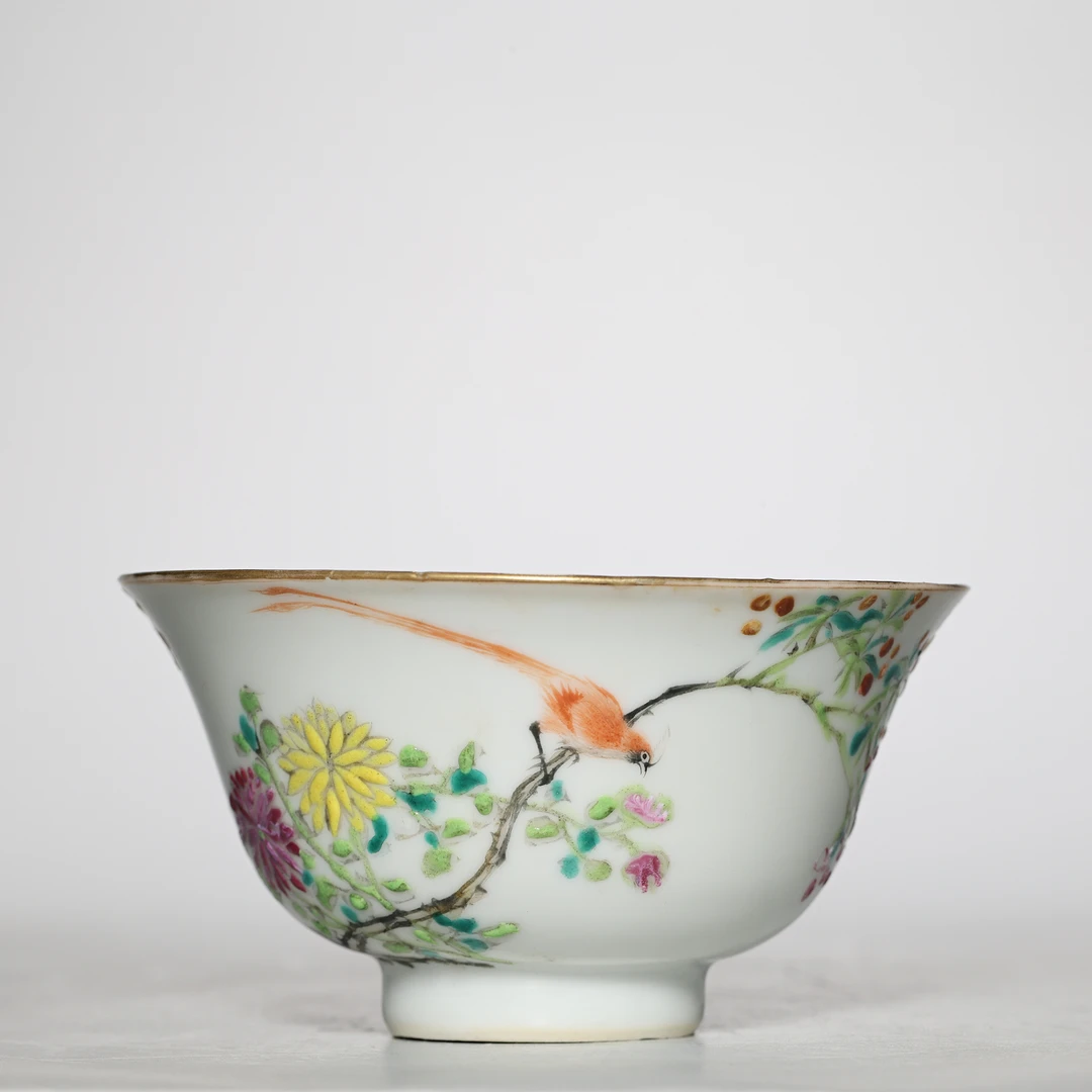 【预展专用】6002民国·粉彩花鸟纹茶圆