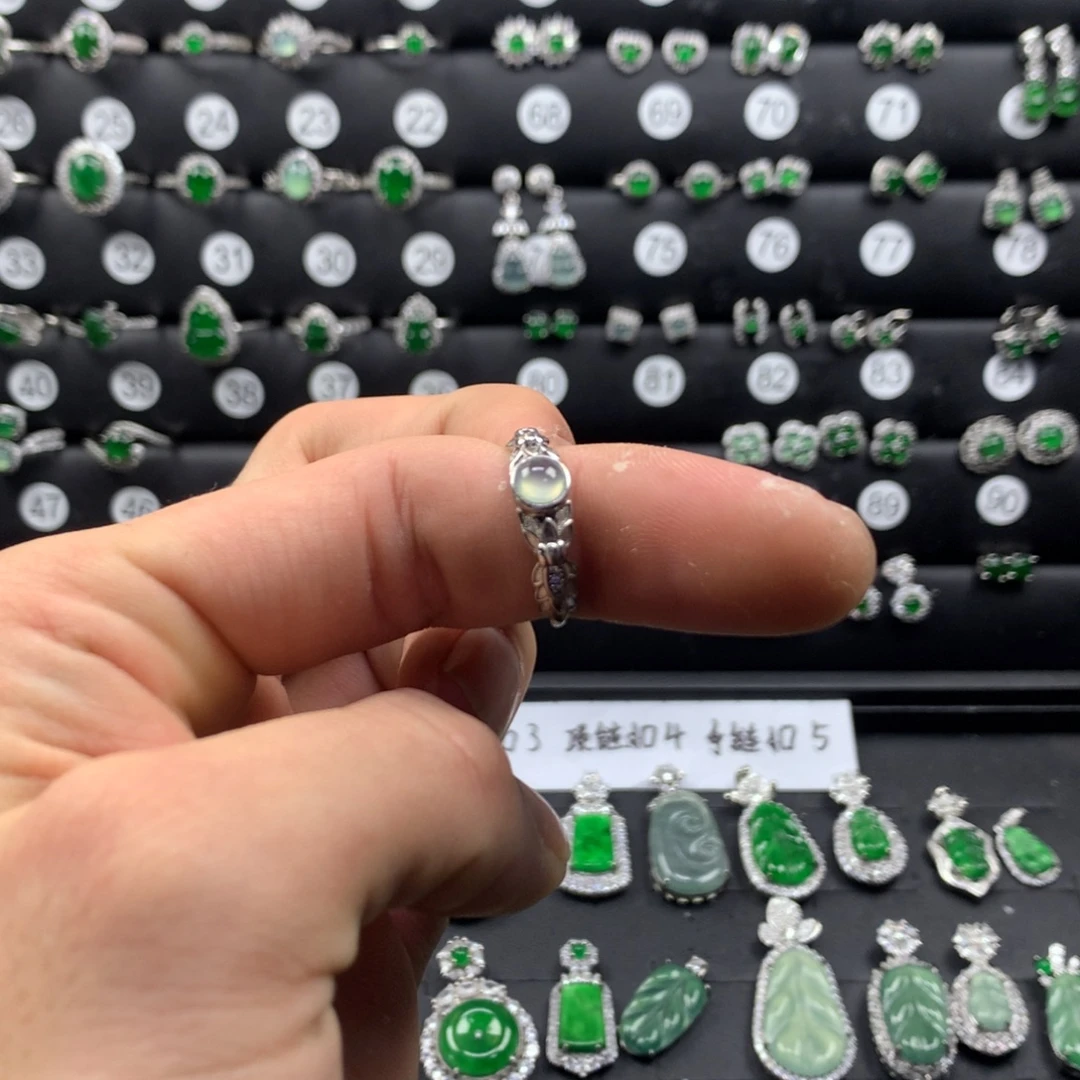 翡翠银S925镶嵌戒指