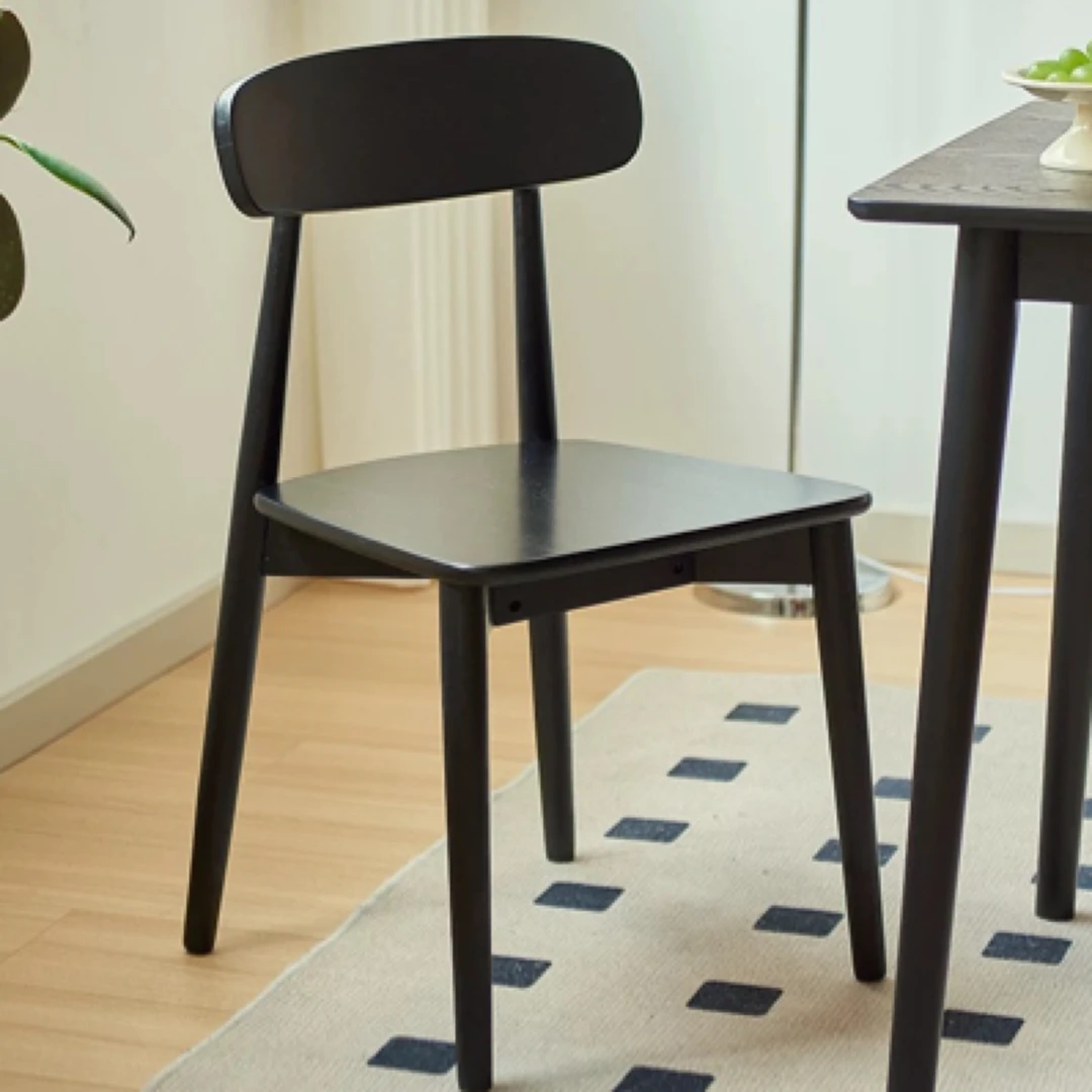 北欧实木餐椅家用餐厅吃饭椅子简约小户型书桌椅黑色餐桌椅靠背椅