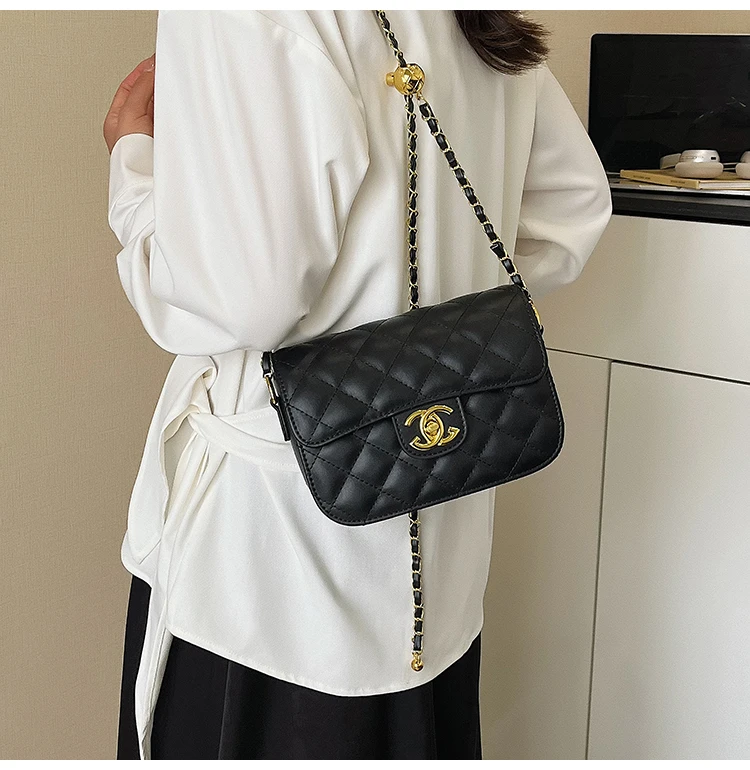 小香风单肩包斜挎包女士包小众小方包运动风新款时尚菱格包包方包