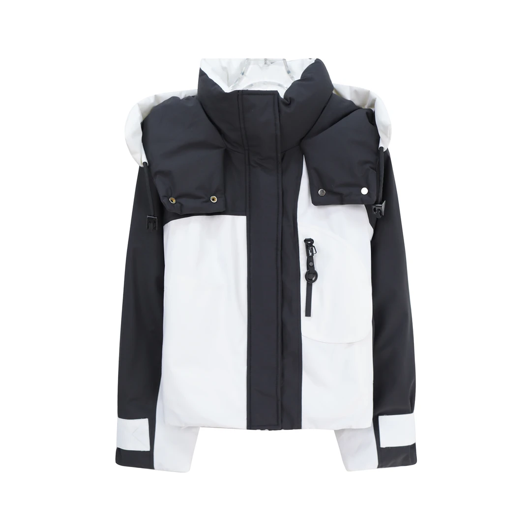 冬季新款撞色拼接羽绒服百搭连帽外套U319