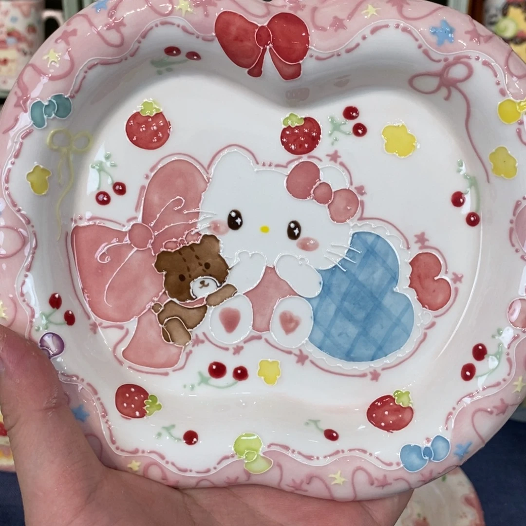 天***音瓷片凯蒂猫盘子微瑕