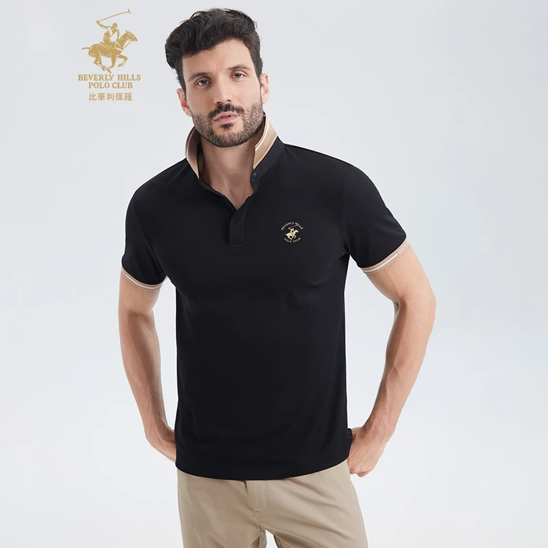 比华利保罗 2025春夏新款男士休闲刺绣Polo衫时尚百搭短袖上衣