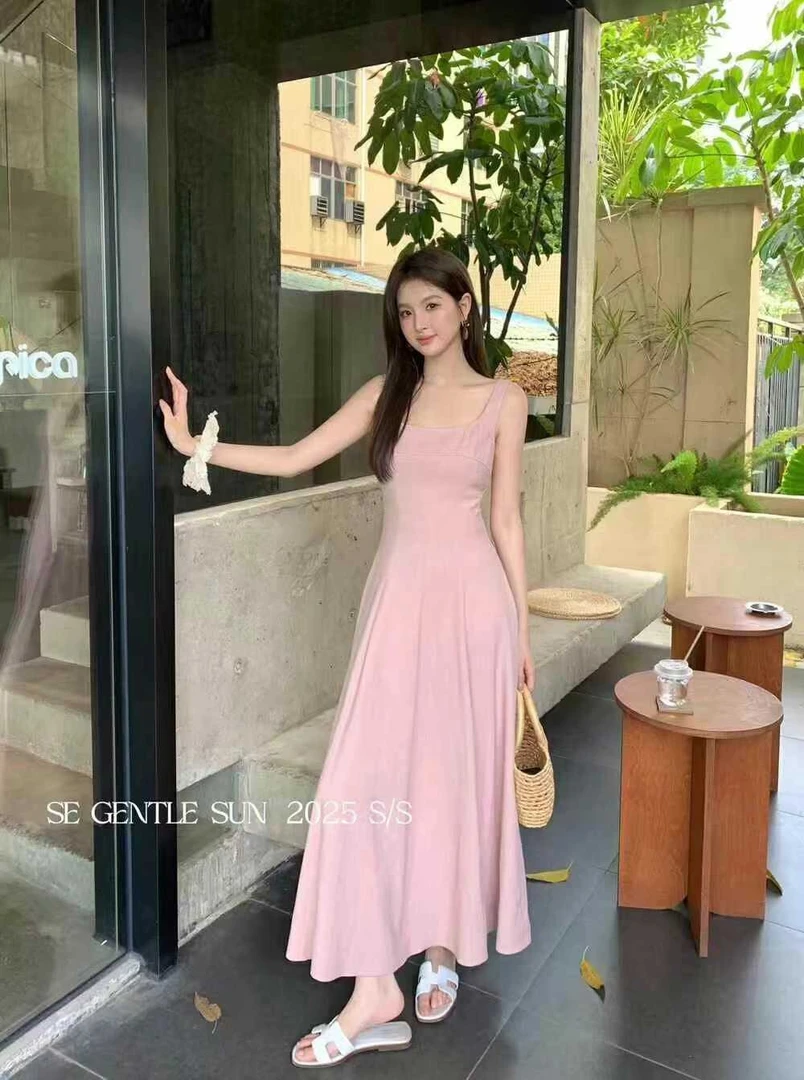 品质超好韩系长款实体女装店捡漏显瘦复古连衣裙夏季吊带裙裙子