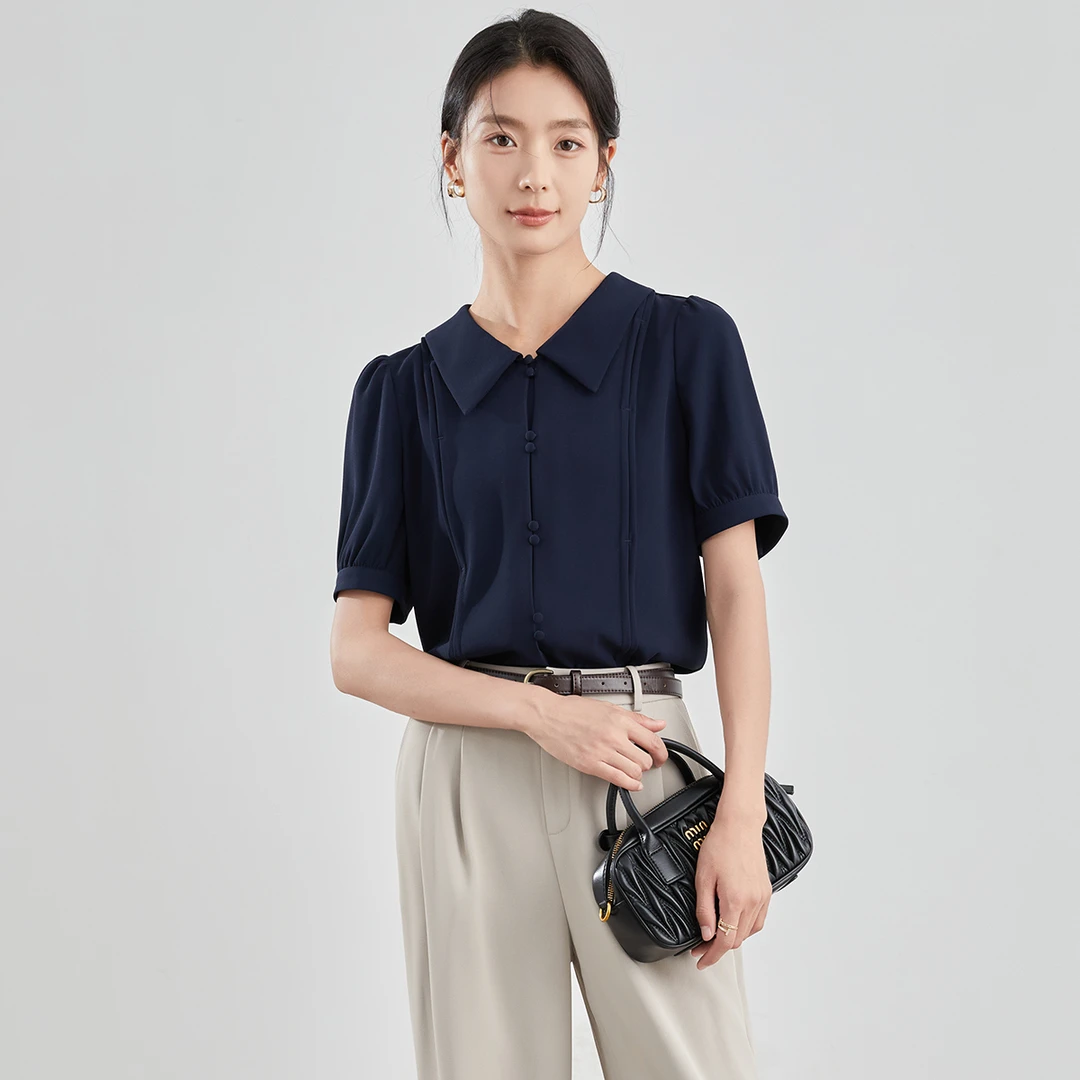 【曼贝】夏季衬衫通勤风设计感小众简约版型高级感8492229【甜甜】