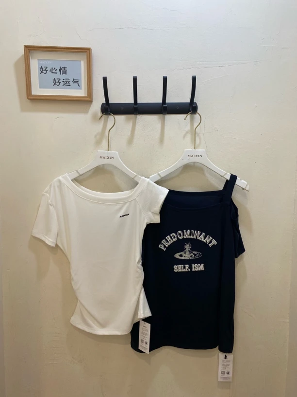 麦寻夏季新款斜肩t恤txsfs09b txsfs70b