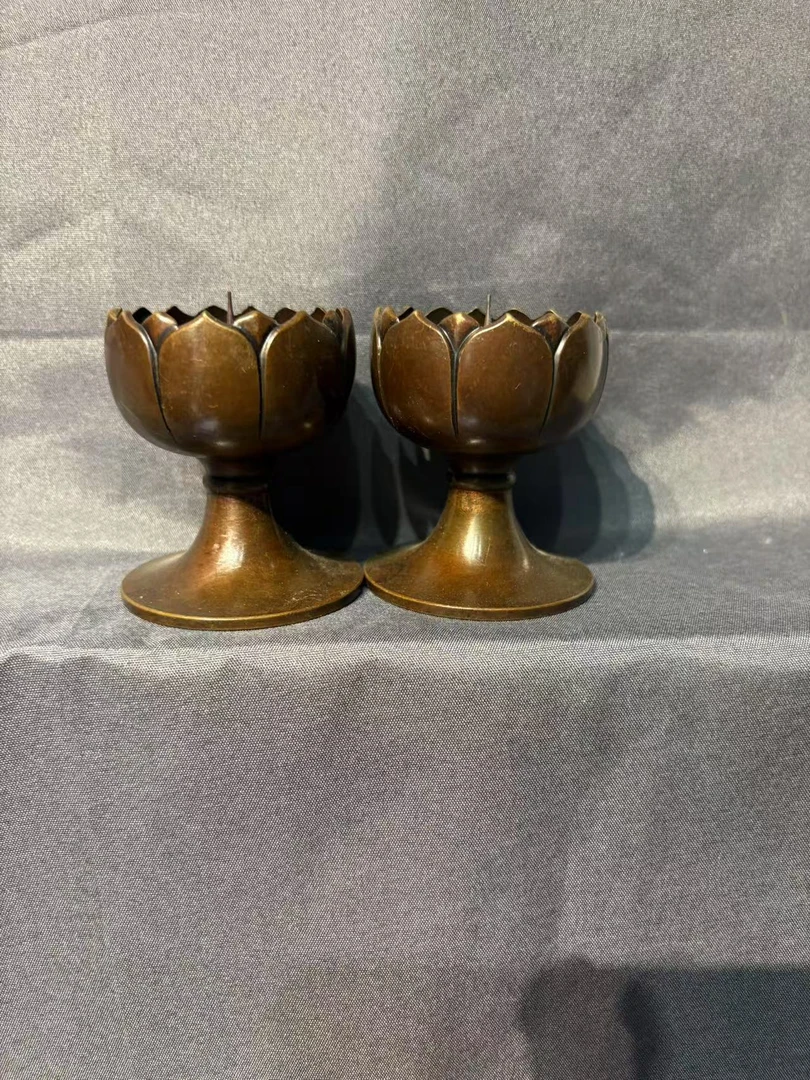 【闪购链接】106号铜矮烛台一对摆件